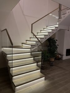 Стеклянное ограждение, лестничное ограждение на точках Тольятти Дизайн Стекло