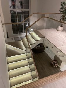 Стеклянное ограждение, лестничное ограждение на точках Тольятти Дизайн Стекло